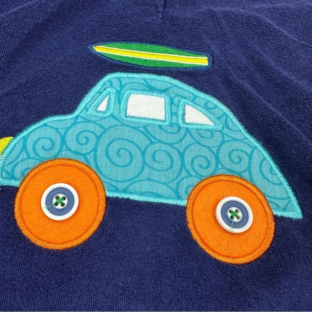 Mud Pie Orange Navy terry cloth short sleeve hooded top boysz sz 3T surfer beach